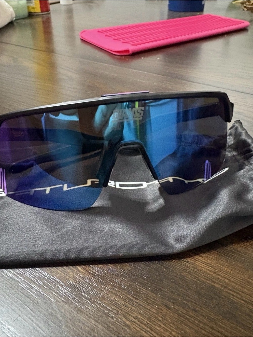 Oakley Blue Mirrored Sports Visor Sunglasses